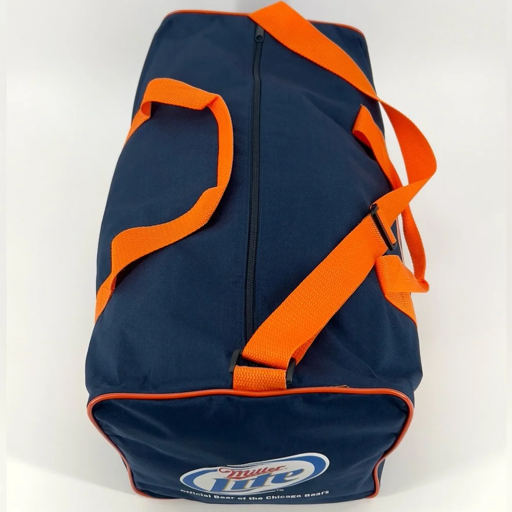 Vtg Chicago Bears Miller Lite Promo Duffel Bag Navy Orange Football Gym NFL Y2K